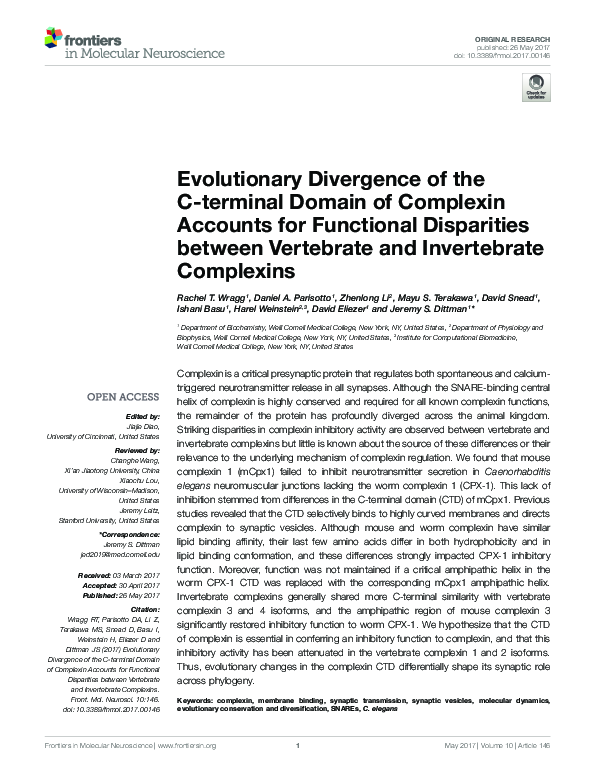 (PDF) Evolutionary Divergence of the C-terminal Domain of Complexin ...