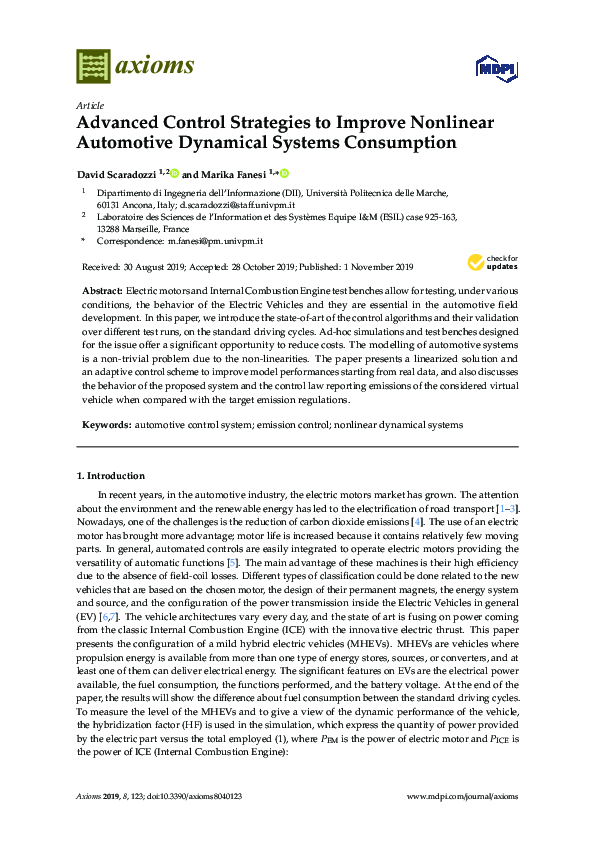 (PDF) Advanced Control Strategies to Improve Nonlinear Automotive ...