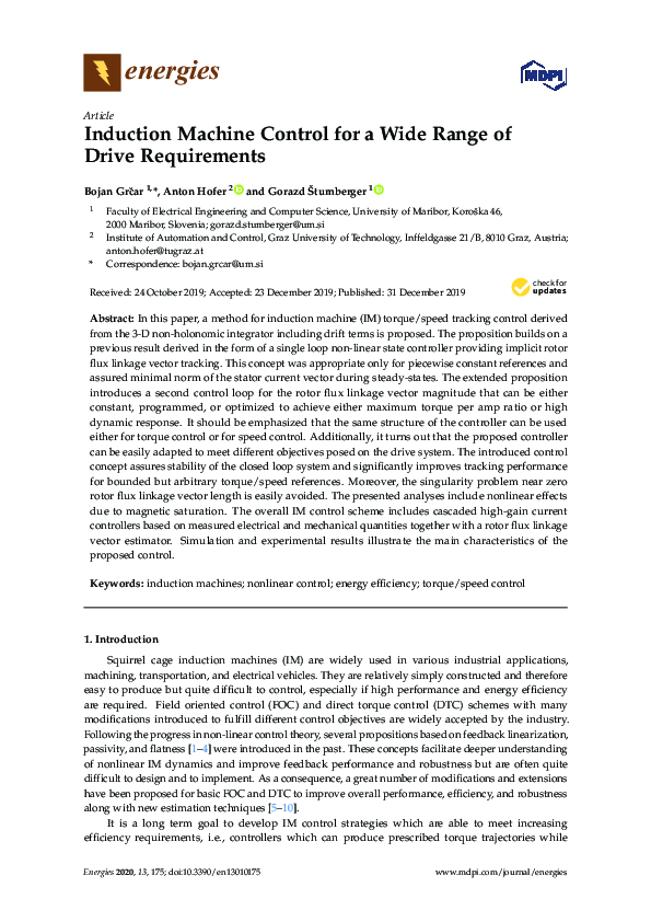 (PDF) Induction Machine Control for a Wide Range of Drive Requirements