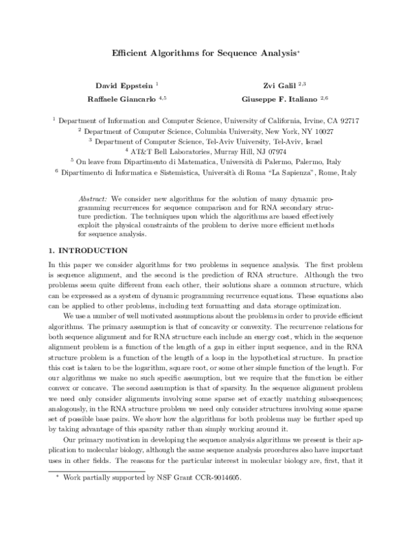 (PDF) Efficient Algorithms for Sequence Analysis