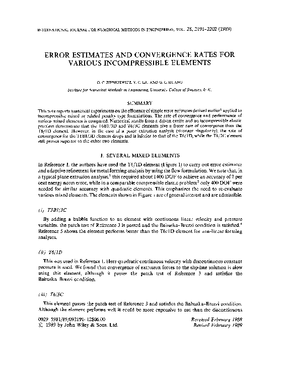 (PDF) Error estimates and convergence rates for various incompressible ...