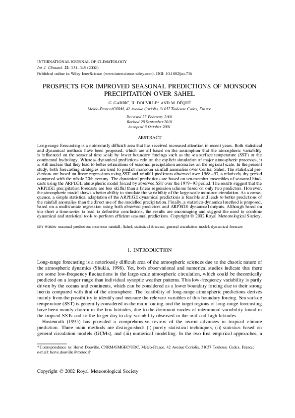(PDF) Prospects for improved seasonal predictions of monsoon ...