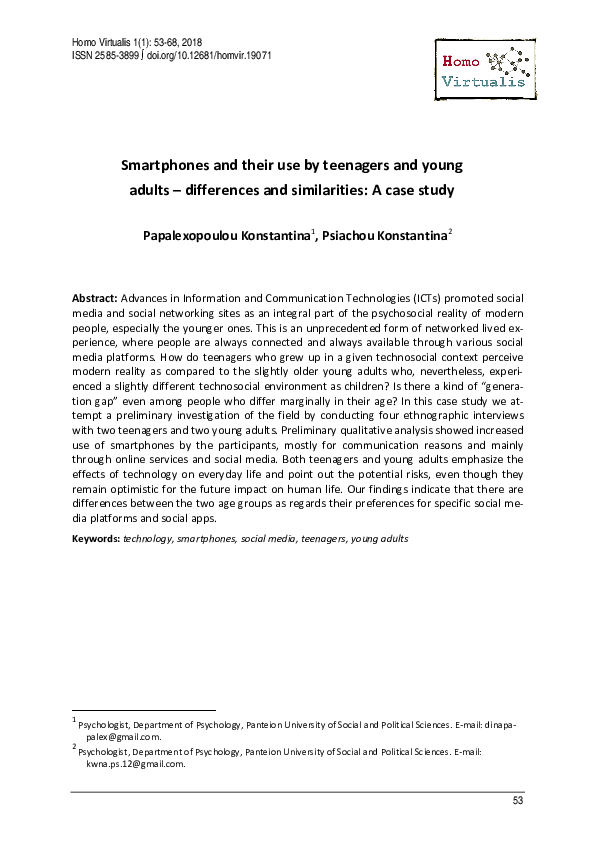 (PDF) Smartphones and their use by teenagers and young adults ...