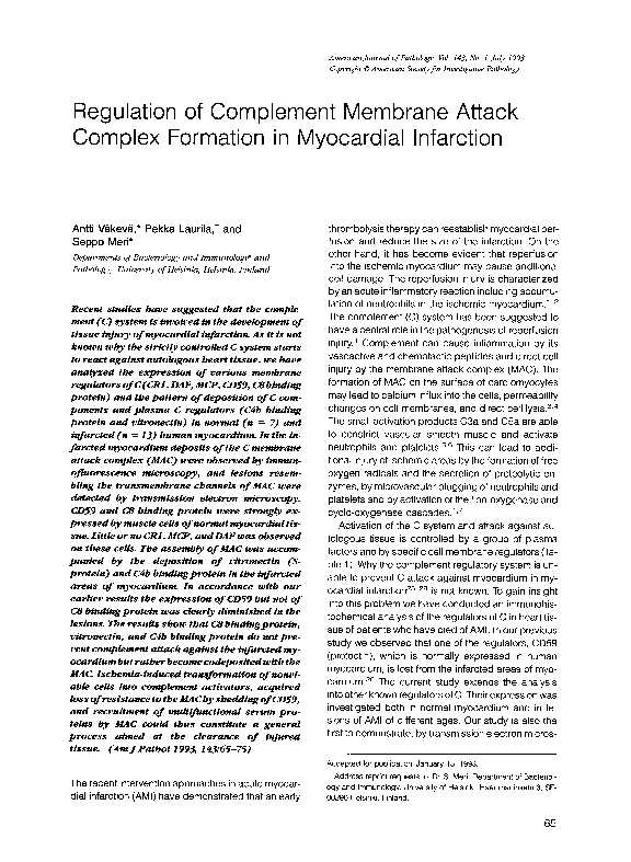 (PDF) Regulation of complement membrane attack complex formation in ...