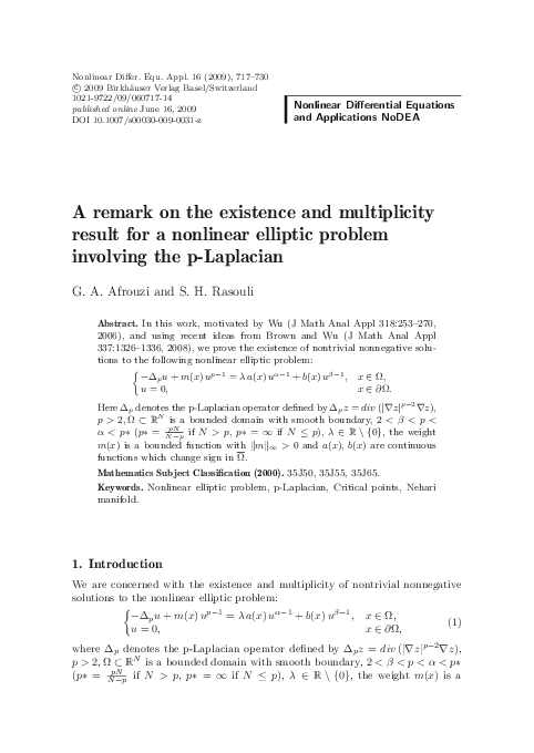 (PDF) A remark on the existence and multiplicity result for a nonlinear ...