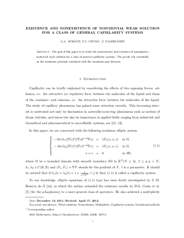 (PDF) Existence and nonexistence of nontrivial weak solution for a ...