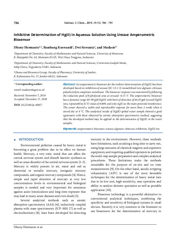 (PDF) Inhibitive Determination of Hg(II) in Aqueous Solution Using ...