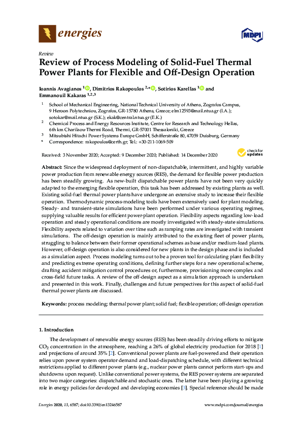 (PDF) Review of Process Modeling of Solid-Fuel Thermal Power Plants for ...