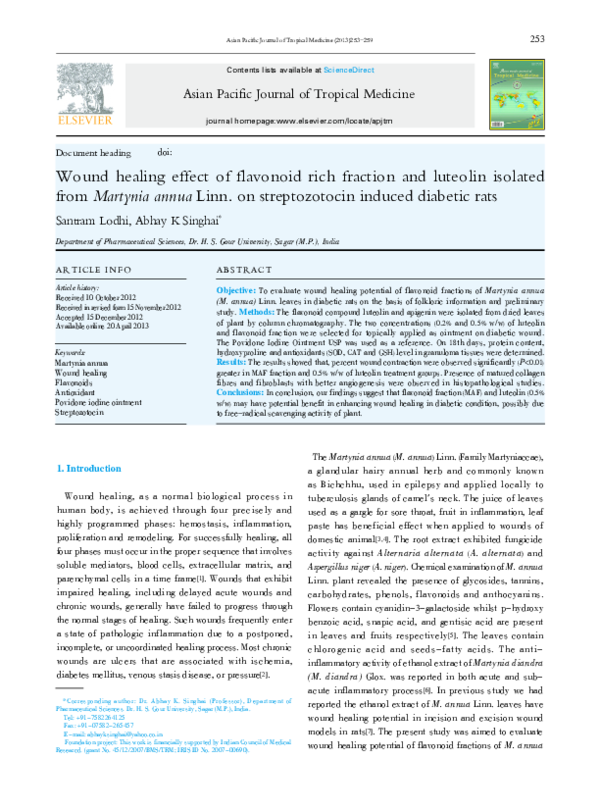 (PDF) Wound healing effect of flavonoid rich fraction and luteolin ...