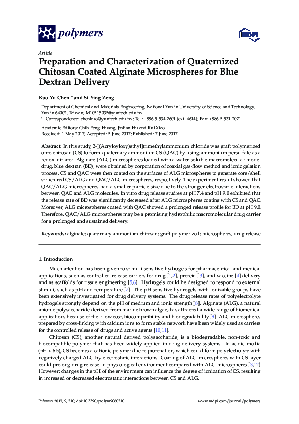 (PDF) Preparation and Characterization of Quaternized Chitosan Coated ...