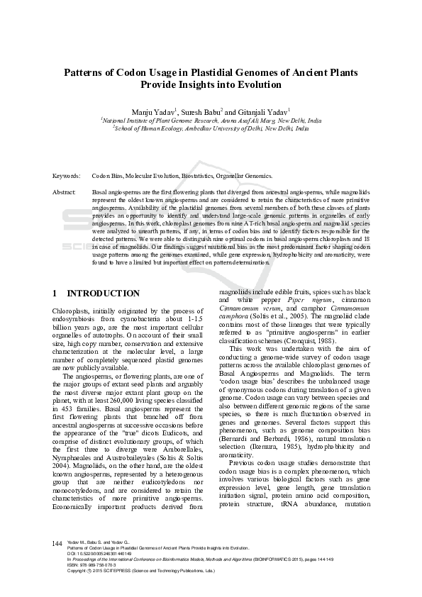 (PDF) Patterns of Codon Usage in Plastidial Genomes of Ancient Plants ...
