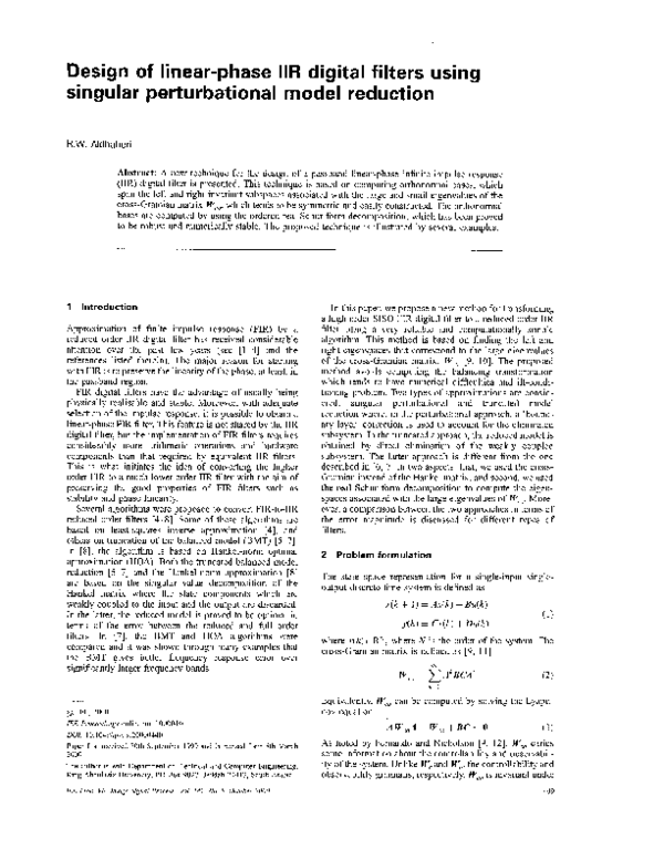 (PDF) Design of linear-phase IIR digital filters using singular ...