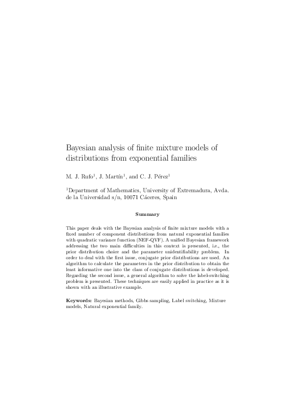 (PDF) Bayesian analysis of finite mixture models of distributions from ...