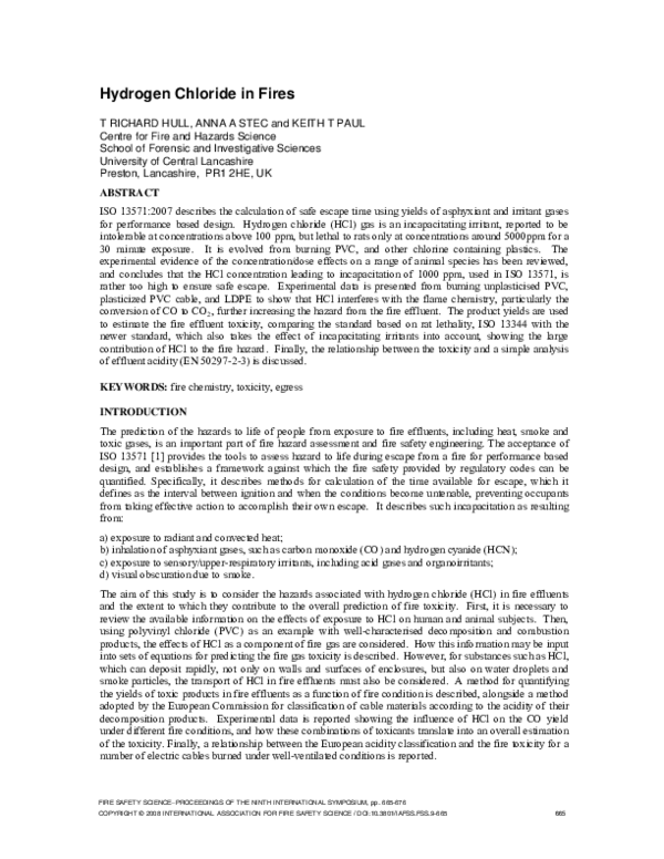 (PDF) Hydrogen chloride in fires