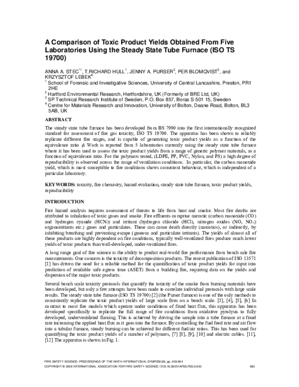 (PDF) Laboratories using the steady state tube furnace (ISO TS 19700)