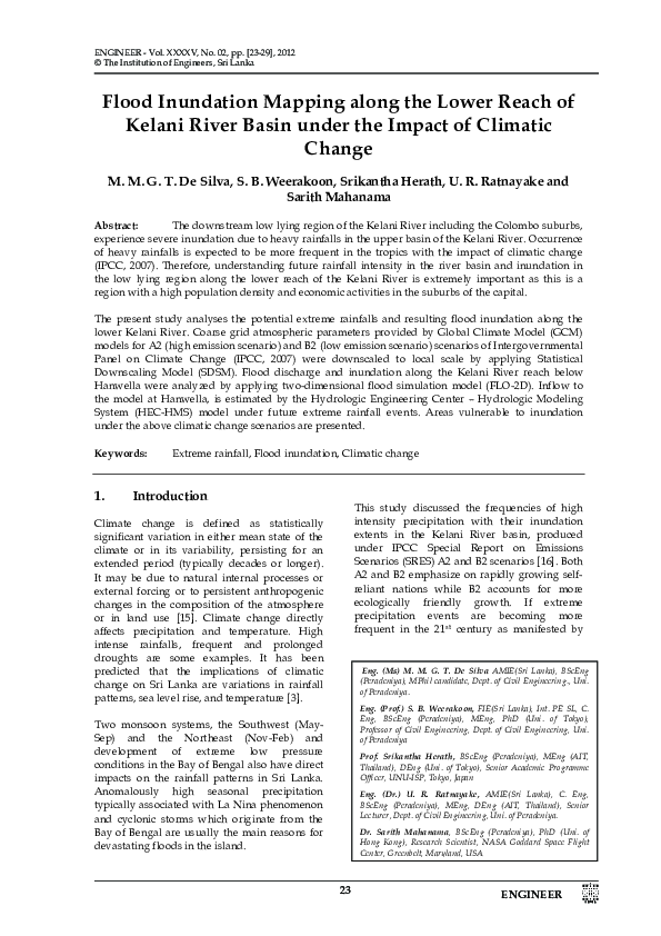 (PDF) Flood Inundation Mapping along the Lower Reach of Kelani River ...