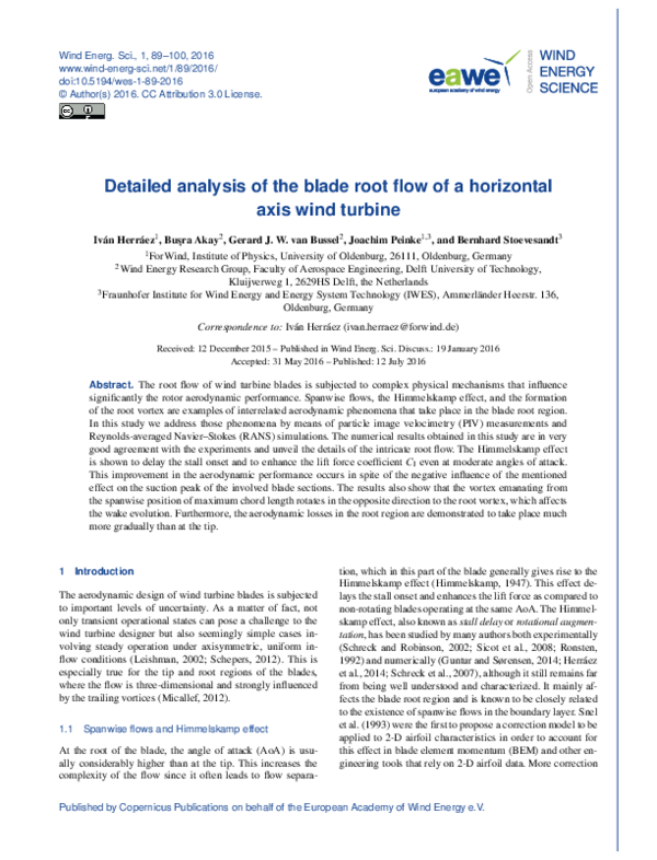 (PDF) Detailed analysis of the blade root flow of a horizontal axis ...