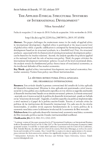 (PDF) The Applied-Ethical Structural Synthesis of International Development