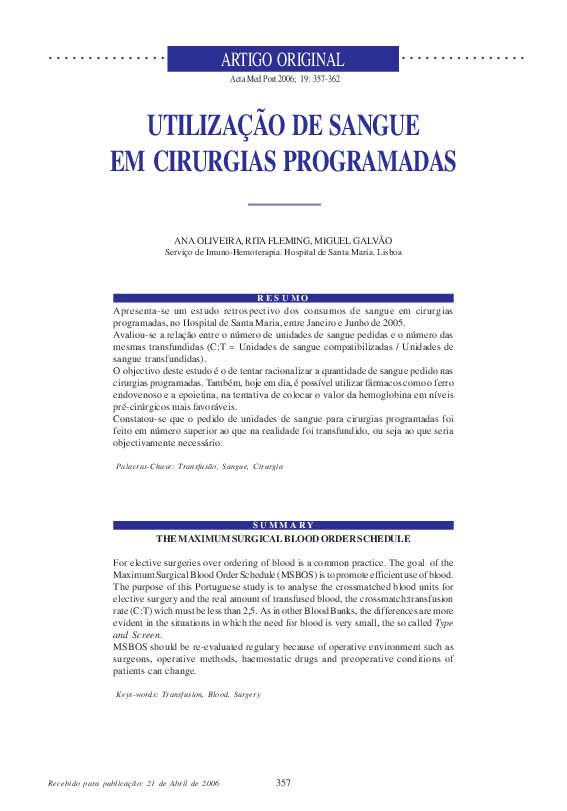 (PDF) [The maximum surgical blood order schedule]