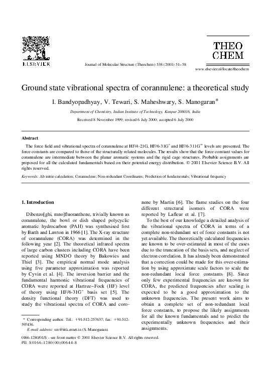 (PDF) Ground state vibrational spectra of corannulene: a theoretical study