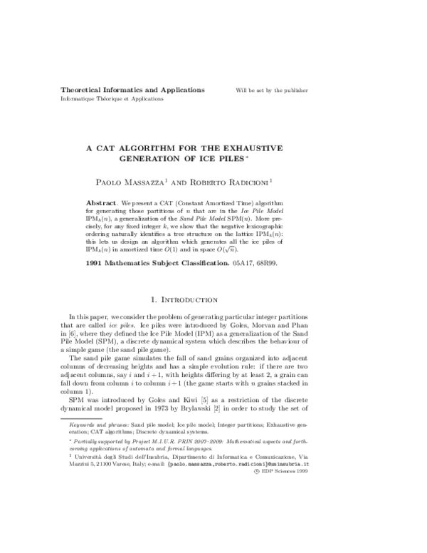 (PDF) A CAT algorithm for the exhaustive generation of ice piles