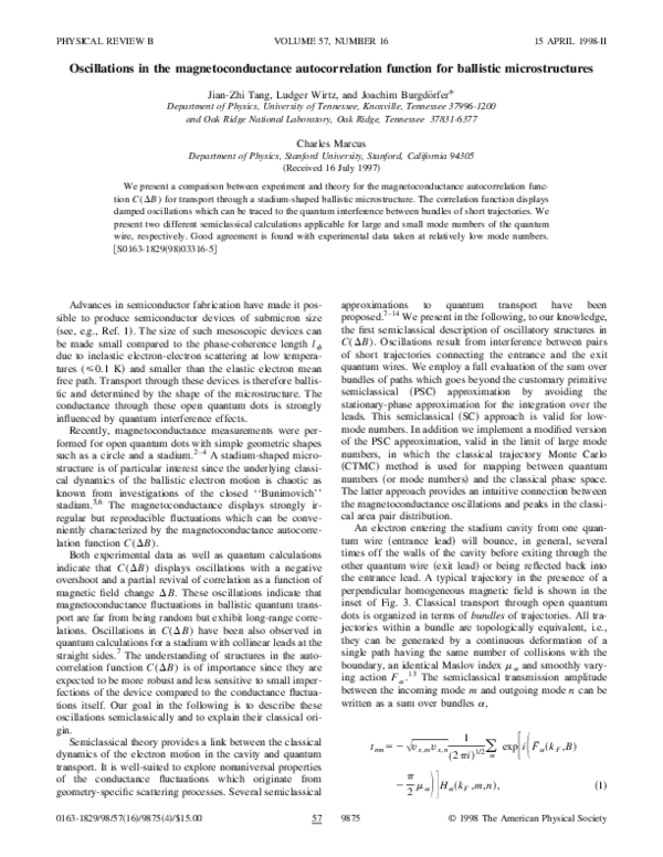 (PDF) Oscillations in the magnetoconductance autocorrelation function ...