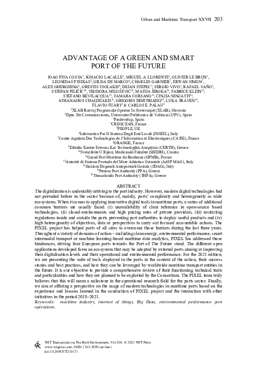 (PDF) Advantage of a Green and Smart Port of the Future