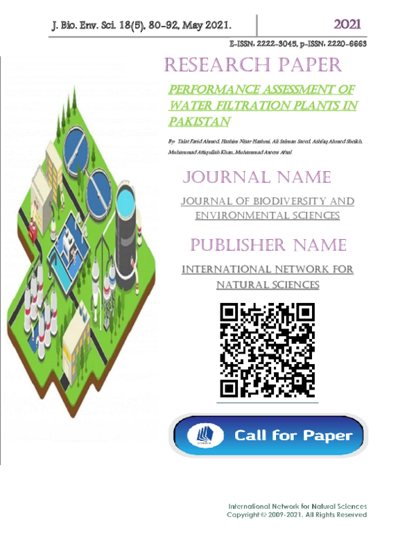 (PDF) Performance assessment of water filtration plants in Pakistan