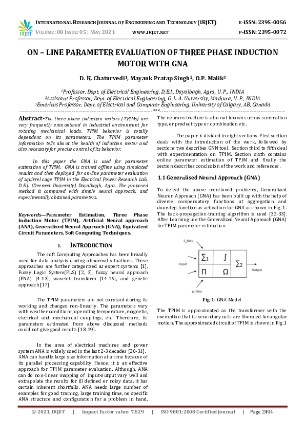 (PDF) IRJET- On – Line Parameter Evaluation of Three Phase Induction ...