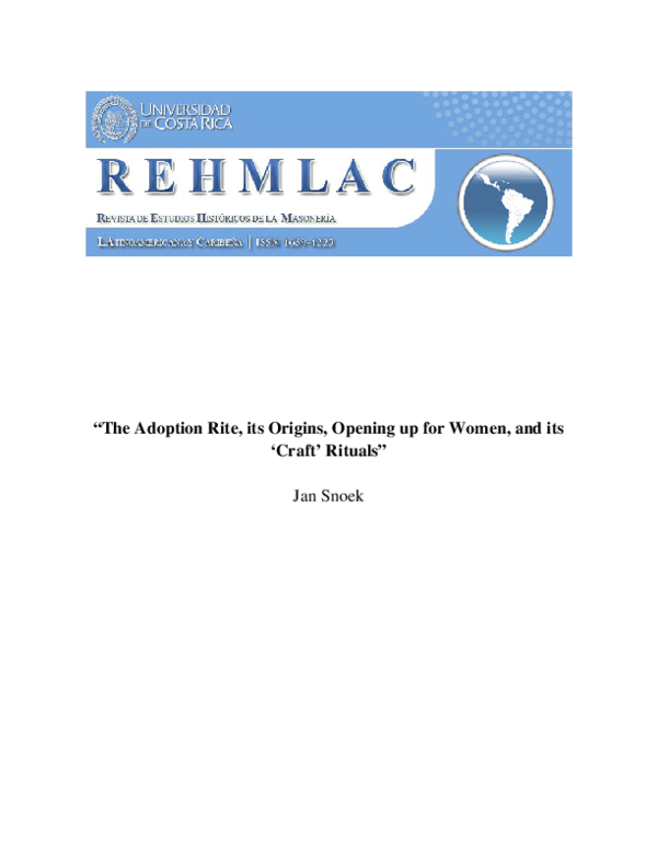 (PDF) The Adoption Rite, its Origins, Opening up for Women, and its ...