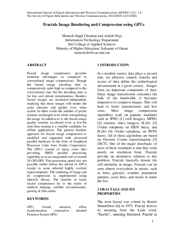 (PDF) Fractals Image Rendering and Compression using GPUs