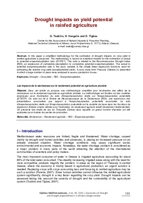 (PDF) Drought impacts on yield potential in rainfed agriculture