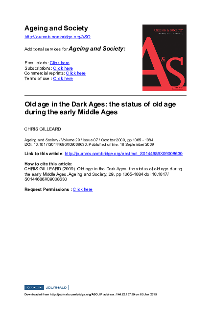 (PDF) Old age in the Dark Ages: the status of old age during the early ...