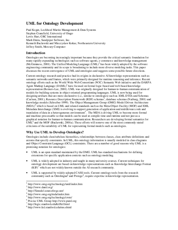 (PDF) UML for ontology development