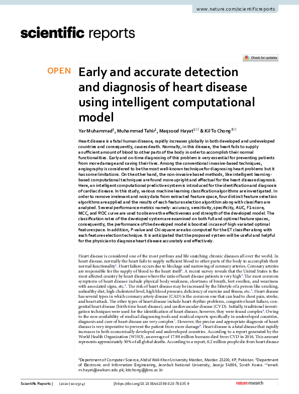 (PDF) Early and accurate detection and diagnosis of heart disease using ...