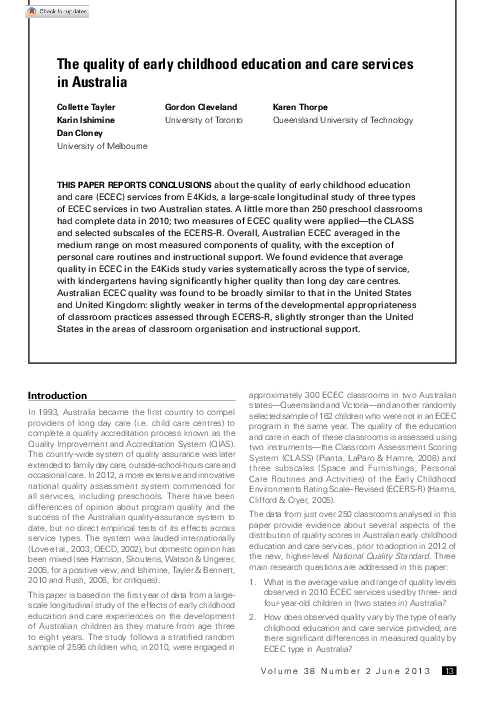 (PDF) The Quality of Early Childhood Education and Care Services in ...
