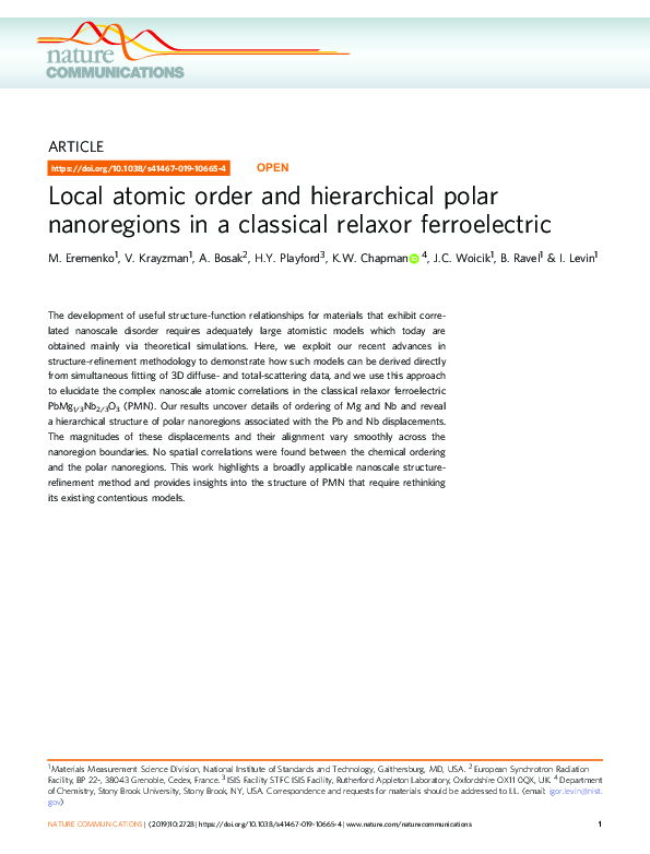 (PDF) Local atomic order and hierarchical polar nanoregions in a ...