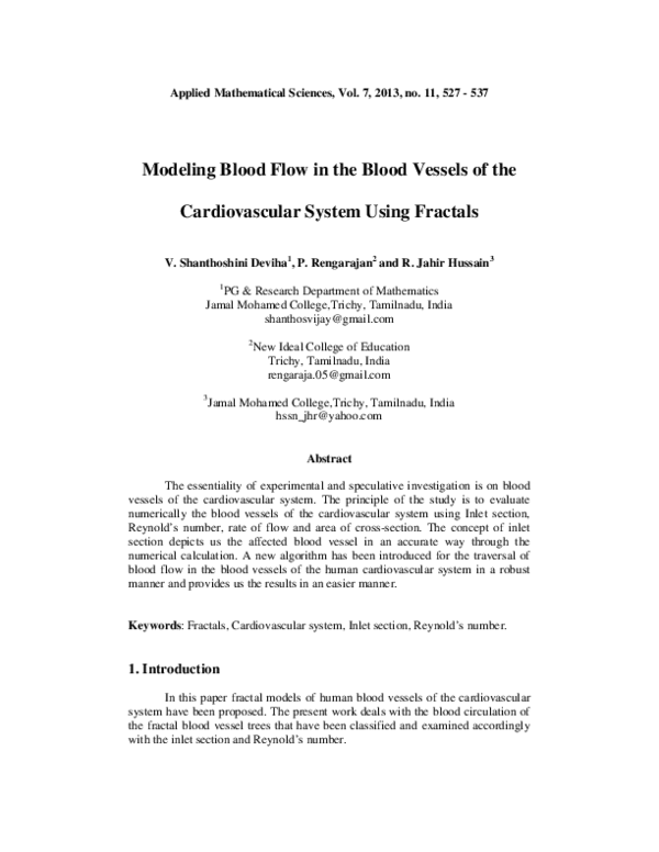 (PDF) Modeling blood flow in the blood vessels of the cardiovascular ...