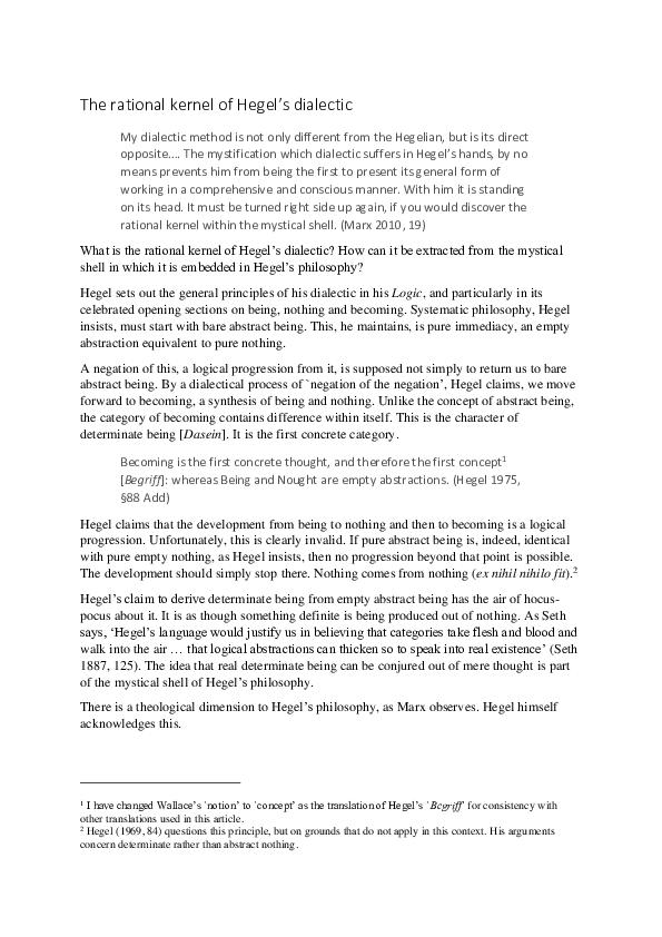 (PDF) The rational kernel of Hegel's dialectic