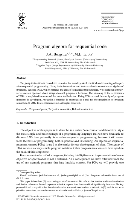 (PDF) Program algebra for sequential code