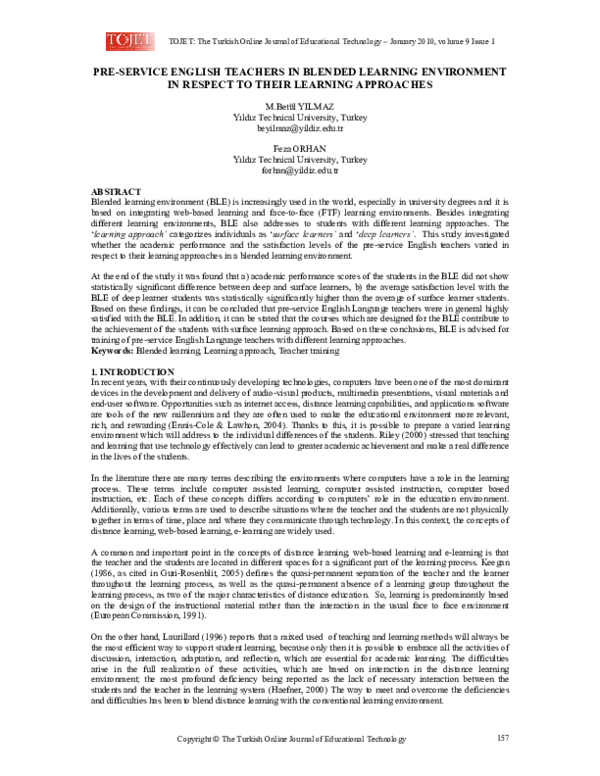 (PDF) Pre-Service English Teachers in Blended Learning Environment in ...