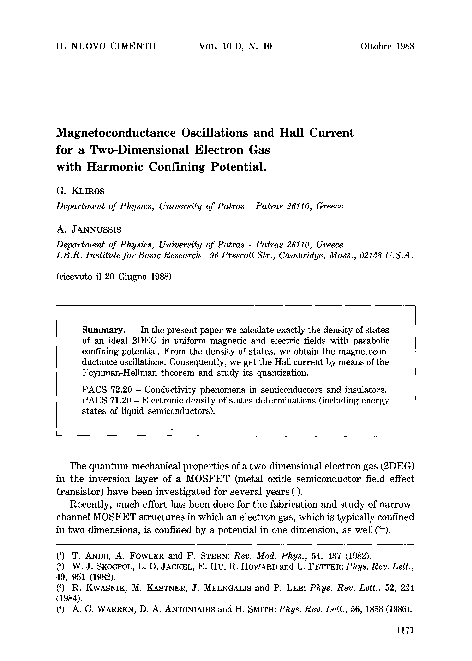 (PDF) Magnetoconductance oscillations and hall current for a two ...