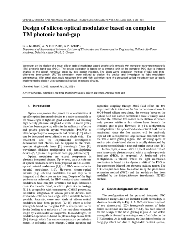 (PDF) Design of silicon optical modulator based on complete TM photonic ...