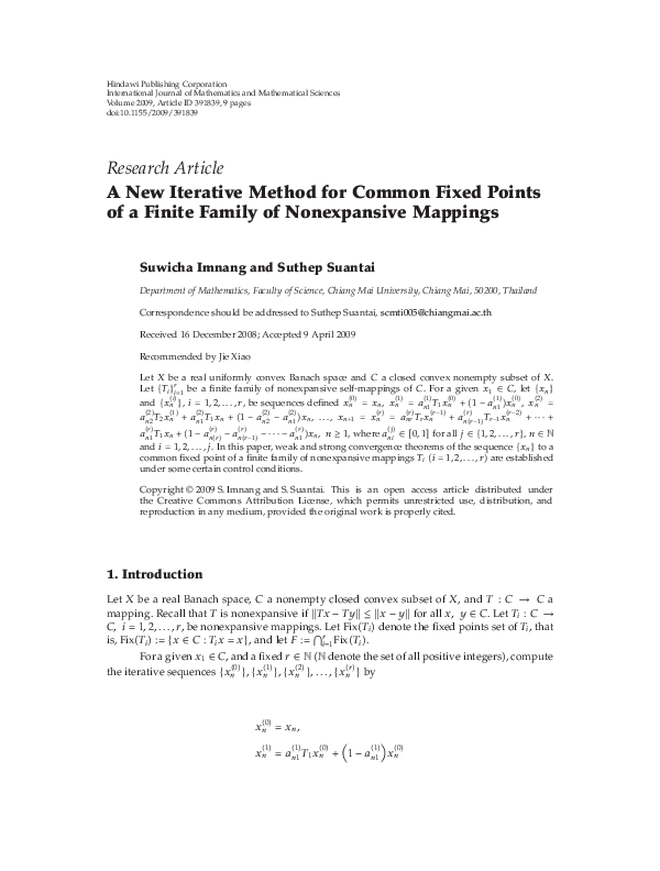 (PDF) A New Iterative Method for Common Fixed Points of a Finite Family ...
