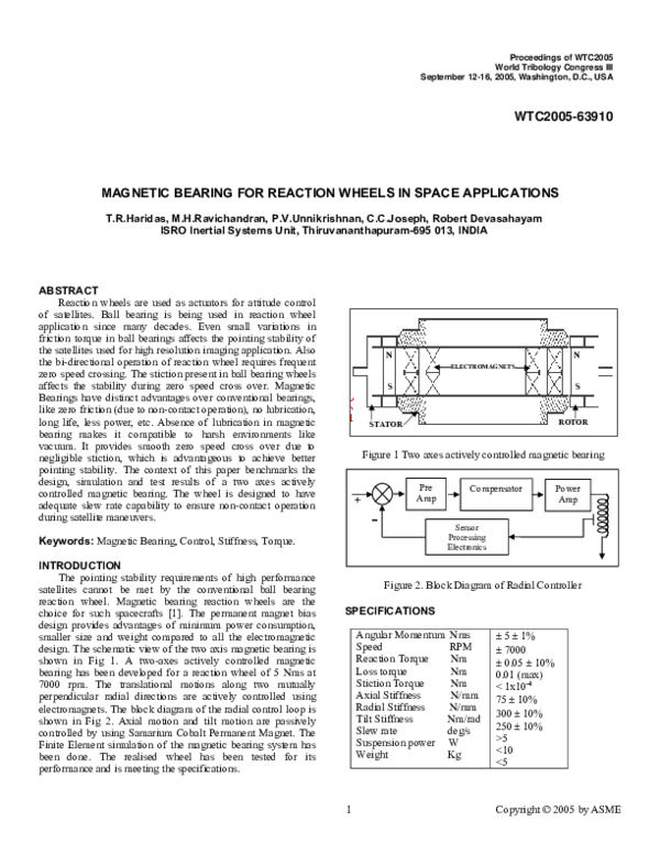 (PDF) Bearing for Reaction Wheels in Space Applications
