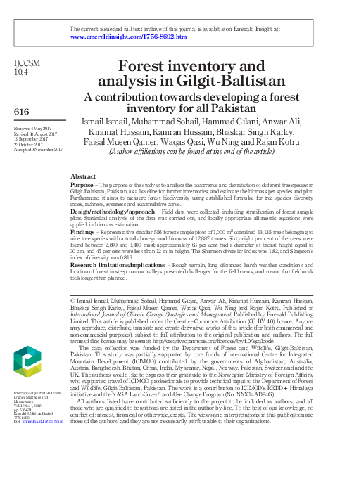 (PDF) Forest inventory and analysis in Gilgit-Baltistan
