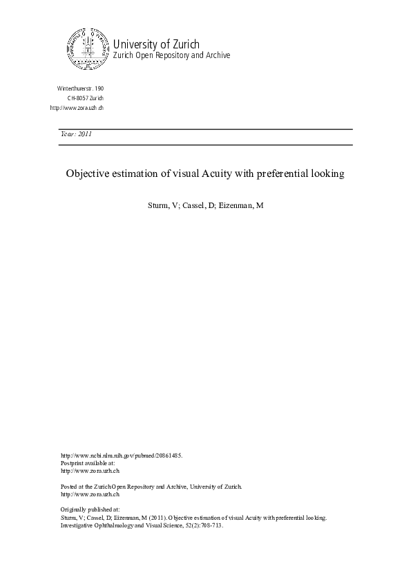 (PDF) Objective Estimation of Visual Acuity with Preferential Looking