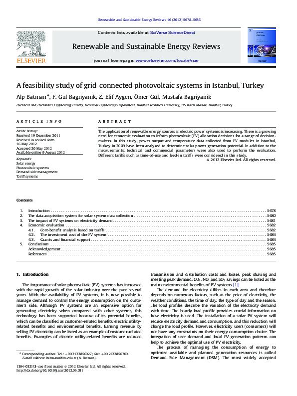 (PDF) A feasibility study of grid-connected photovoltaic systems in ...