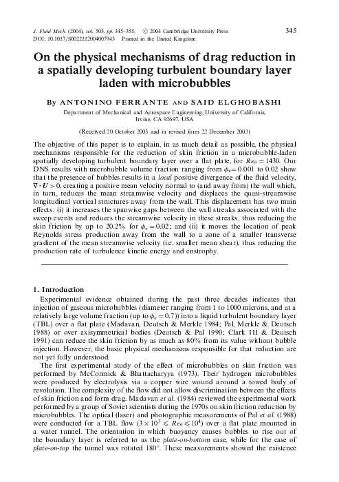 (PDF) On the physical mechanisms of drag reduction in a spatially ...