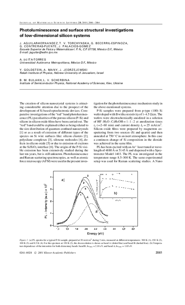 (PDF) Photoluminescence and surface structural investigations of low ...